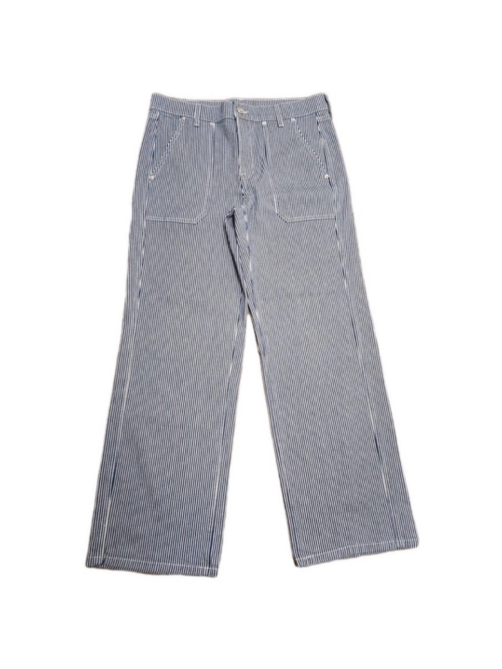 AYR Jeans Womens 30 Blue Hickory Striped the Studio High Rise Wide Leg